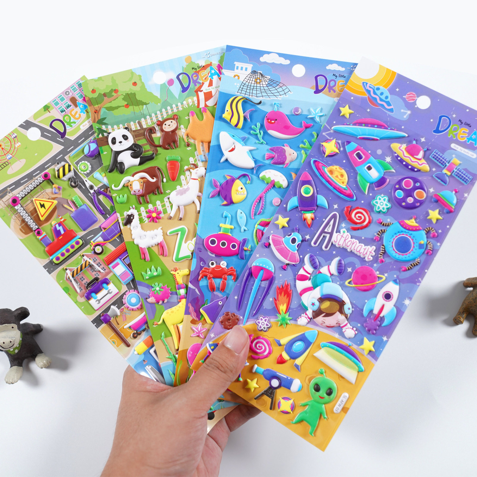 Dream Home Cartoon Animals Solid 3D Sponge Stickers Stickers Marine Car Universe Children Puzzle Bubble adhesive