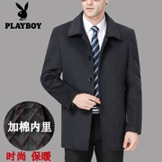Playboy áo len len nam dài phần kinh doanh trung niên áo khoác cashmere áo khoác nam cộng với dày cotton