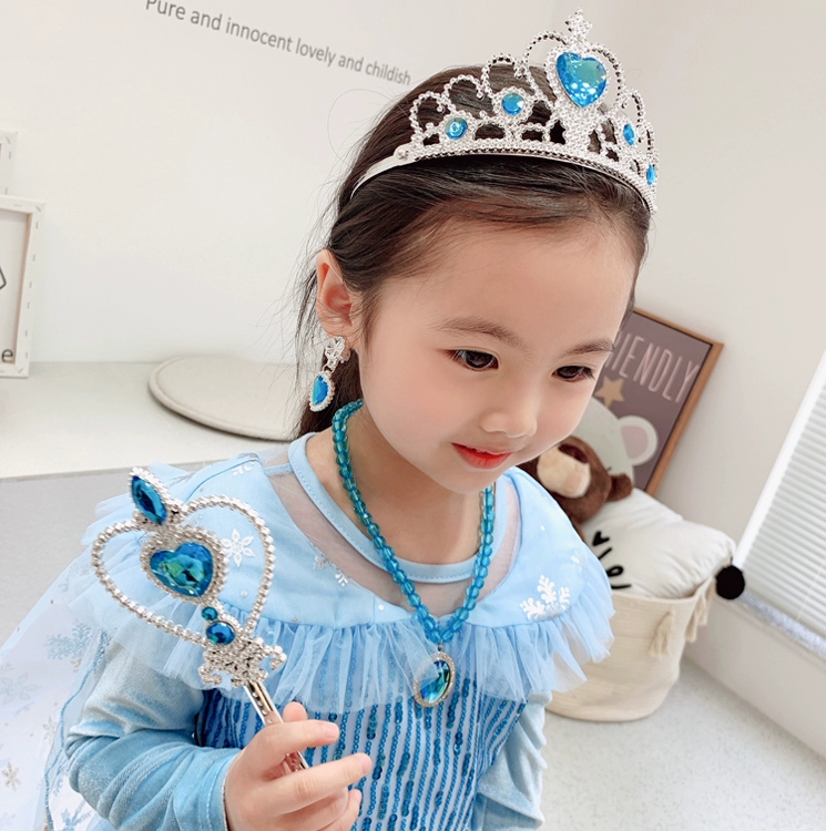 Mũ đội đầu dành cho trẻ em Băng và Tuyết Công chúa nhỏ Aisha Vòng cổ Lãng mạn Magic Wand Bộ trang sức Nữ phụ kiện tóc cho bé - Vòng đeo tay Clasp