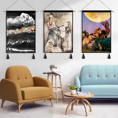 Tibetan character poster dining room dormitory wine homestay retro fabric hanging painting living room bedroom hotel background wall tapestry