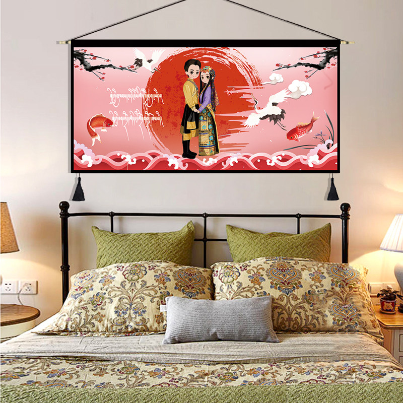 Tibetan background cloth hanging cloth customized Chinese Tibetan culture combined tapestry living room bedroom background wall cloth art hanging painting
