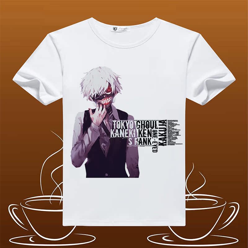 Tokyo Ghouls Jin Muyan Dong Xiangyu thuộc thể loại anime xoay quanh áo phông mùa hè nam và nữ quần short cổ tròn tay ngắn - Carton / Hoạt hình liên quan hình dán sticker dễ thương