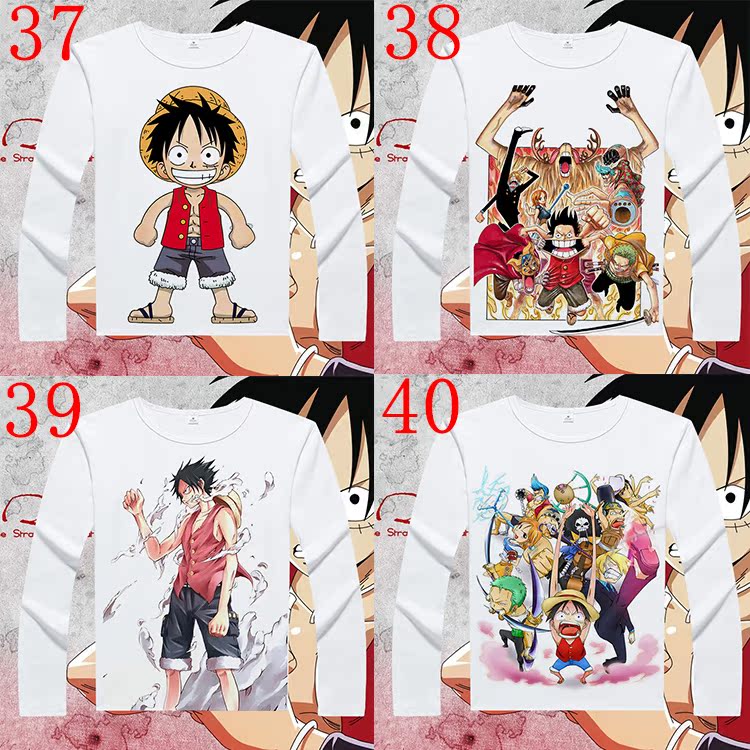 Áo thun One Piece Luffy Aisie Phim hoạt hình Quần áo xung quanh Thanh thiếu niên nam nữ Những người yêu thích Quần áo dài tay mùa thu sticker đơn giản