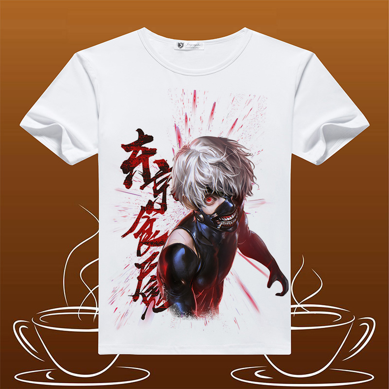 Tokyo Ghouls Jin Muyan Dong Xiangyu thuộc thể loại anime xoay quanh áo phông mùa hè nam và nữ quần short cổ tròn tay ngắn - Carton / Hoạt hình liên quan hình dán sticker dễ thương
