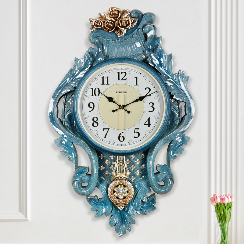 Living room hanging bell mute large size European style light lavish watch fashion Home creative bedroom bell Decorative Clock Wall-mounted Watch