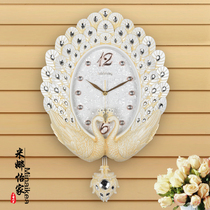  Fashion watch Peacock wall clock clock household living room mute bedroom decoration European-style creative art wall clock wall clock