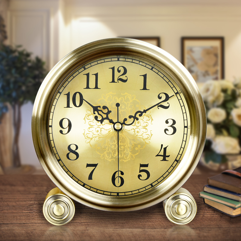 Living room metal seat clock pendulum piece watches and watches large number silent seat bell round personality creative fashion table pendulum clock