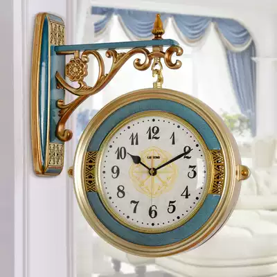 Large European-style double-sided wall clock living room modern simple household Nordic two-sided clock American creative light luxury clock