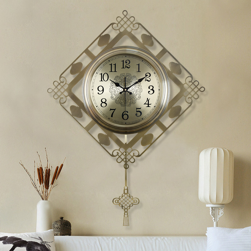 New Chinese Wall Clock Living Room Home Mute Clock Metal Clock Fashion Simple Atmospheric Wall Watch Jane European Quartz Clock