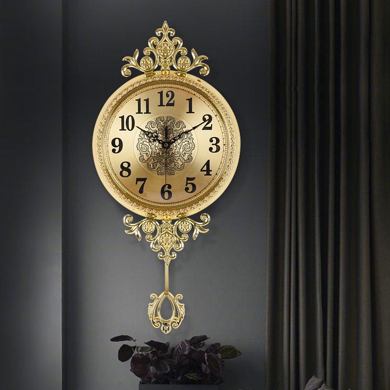 Eurostyle Living room mute hanging bell Home Nordic mesh Red fashion quartz clock Table American luxury metal hanging wall clock