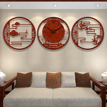  New Chinese style living room wall clock Classical clock Chinese style mute wooden clock Household decoration wall-mounted watch Retro round clock large