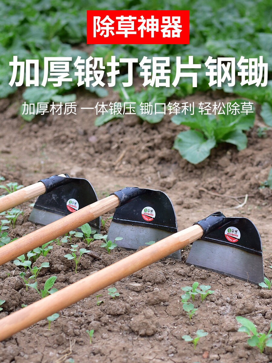 Agricultural tools Vegetable planting dual-use hoe Outdoor thickening agricultural head weeding special all-steel household weeding artifact hoe