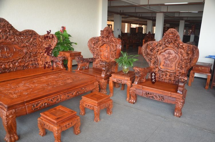 Gỗ hồng mộc Miến Điện Cửu Long tám ngựa Sofa Baoding Sofa Cửu Long sofa đích thực trái cây gỗ hồng mộc lớn đồ gỗ nội thất - Bộ đồ nội thất giường thông minh