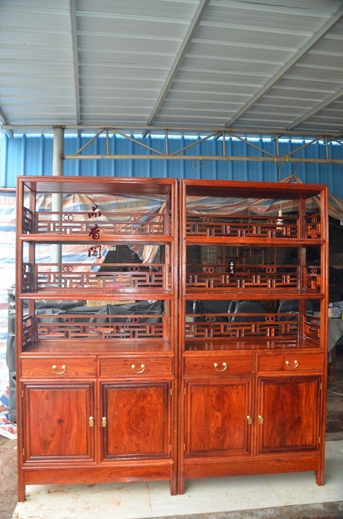 Kệ sách gỗ hồng mộc Miến Điện Mahogany Nội thất gỗ nguyên khối Tủ sách phong cách Ming tủ nhựa quần áo 4 ngăn