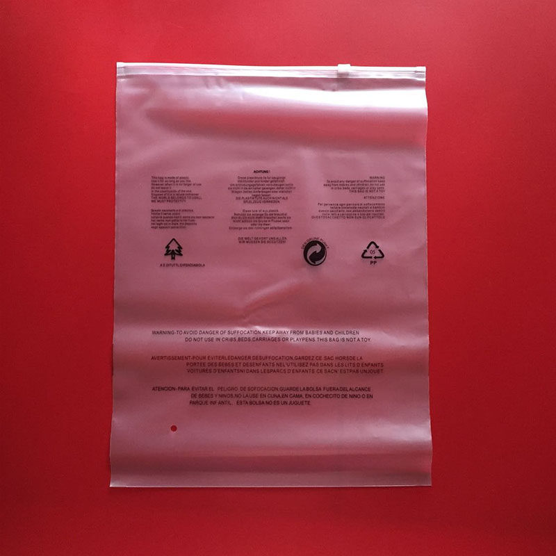 Clothing zipper bag Packing bag Transparent bag 45*55 Clothing bag Zipper bag printed warning word Extra thick 16 silk