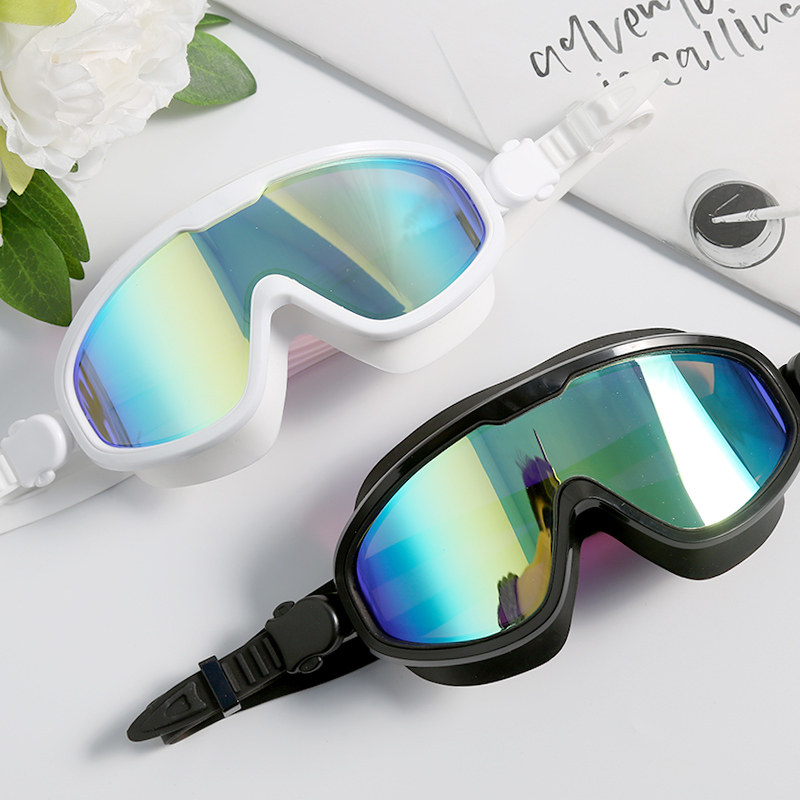Swimming Goggles Large Frame High Definition Waterproof Anti-Fog Swimming Care Eyewear Glasses Adult Male And Female Children Universal Fashion Diving Glasses
