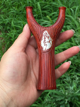 Fine blemish solid wood sterling silver inlaid wolf head blood sandalwood flat skin flying tiger anti-curved flying tiger slingshot
