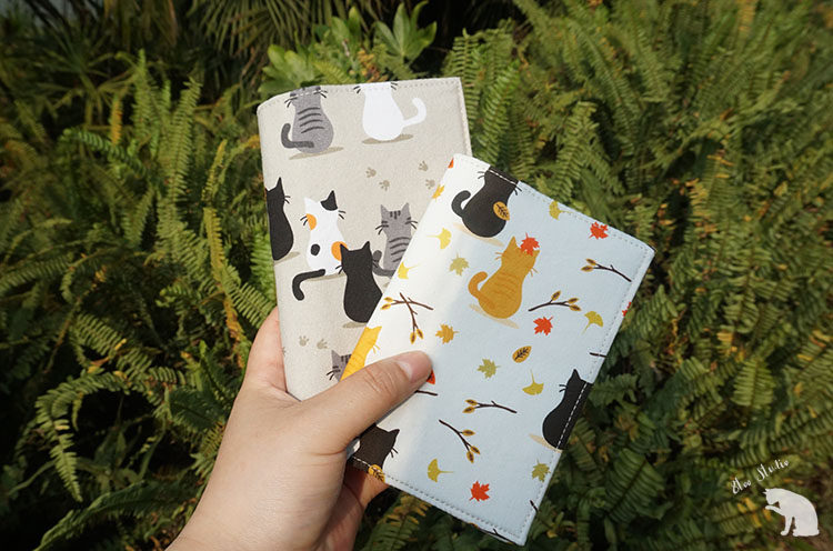 Cat back against autumn wind passport holder travel document jacket passport type notepad shell handmade 8toostudio