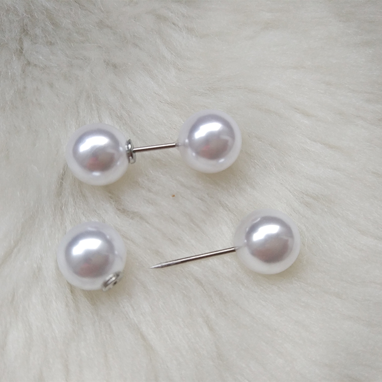 Mới hai đầu ngọc trai từ pin corsage áo len trâm cài khăn quàng cổ khóa cố định chống trượt pin cổ áo kim - Trâm cài ghim cài áo cao cấp
