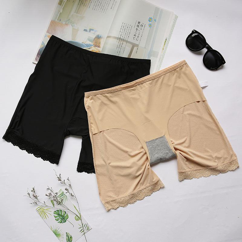 Fat Mm Large Size Safety Pants Underwear Two-in-one Women's Summer Anti-Walk Light 30% Beats Bottom Shorts Ice Silk Breathable Lace