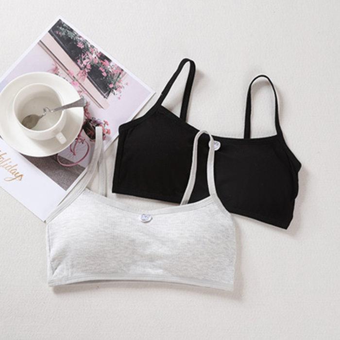 Pure Cotton Lingerie Woman Hair Development Han Edition Middle School Students No Steel Ring Girl High School Junior High School Kids Small Breast Sports Slim Bra Hood