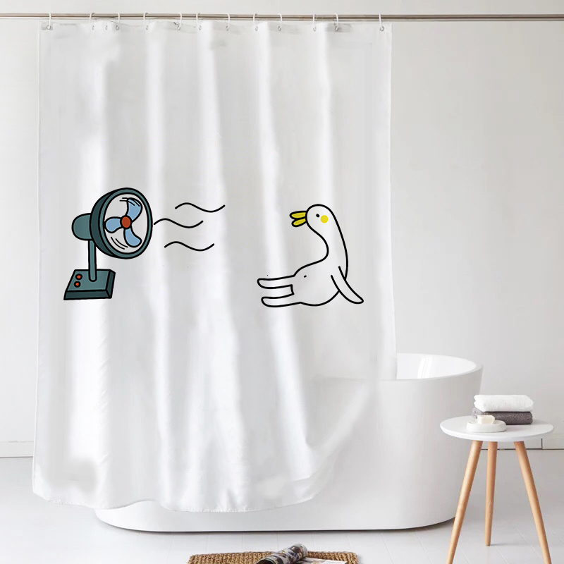 ins Nordic cute minimalist cartoon bath curtain suit waterproof and mildew thickened shading dressing room bathroom partition window