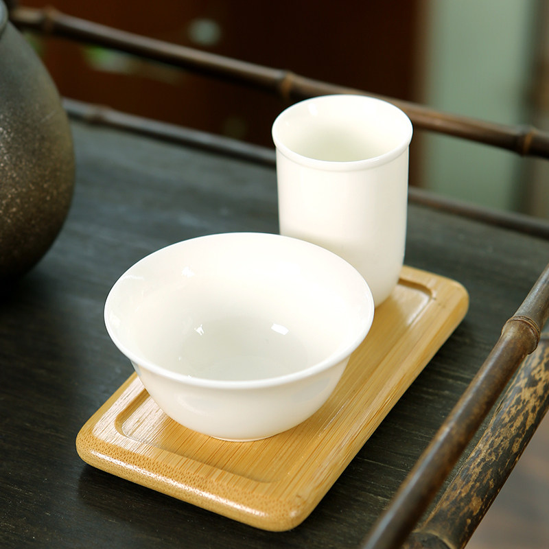 Suet jade white porcelain scented cup set ceramic kung fu tea set tea ceremony tea art training learning accessories pure white tea cup