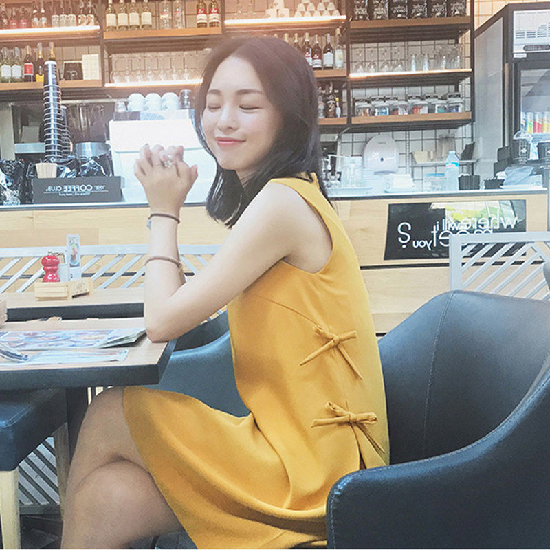 Dress women's summer 2020 new fashion Korean version of the small student literary a-type sleeveless straight vest skirt