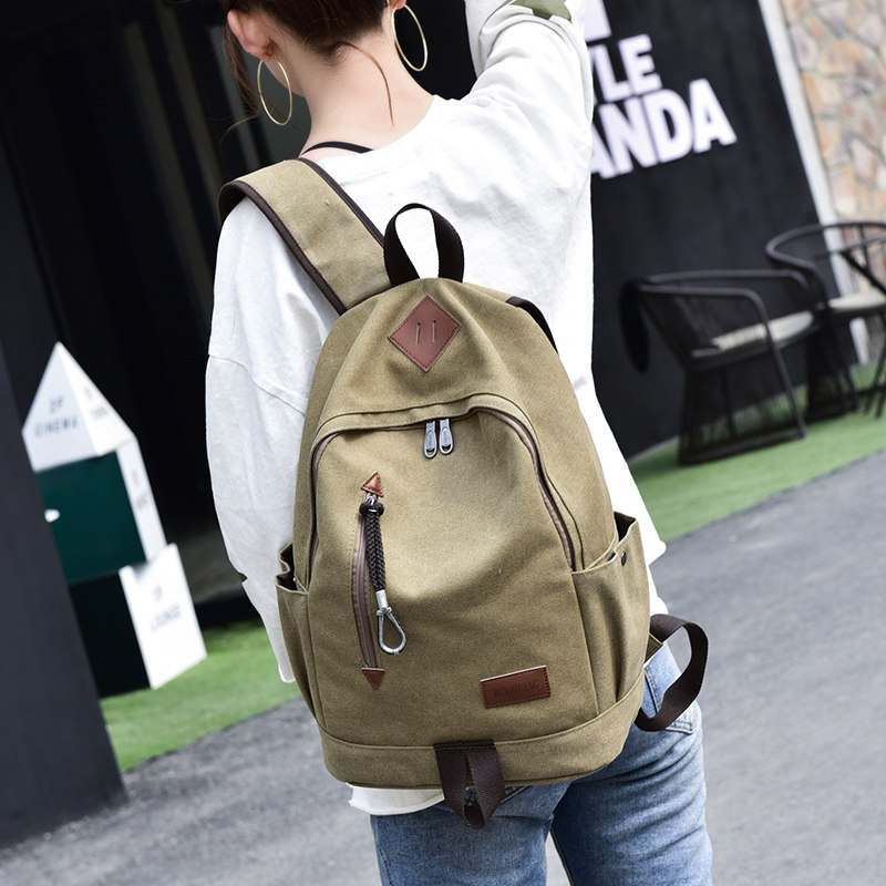 Large-capacity backpack canvas bag new high school student schoolbag men's travel backpack casual college style Korean version