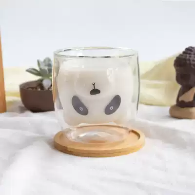 Creative Panda claw cup glass cute home office double layer anti-scalding milk coffee cup Cartoon net red cup