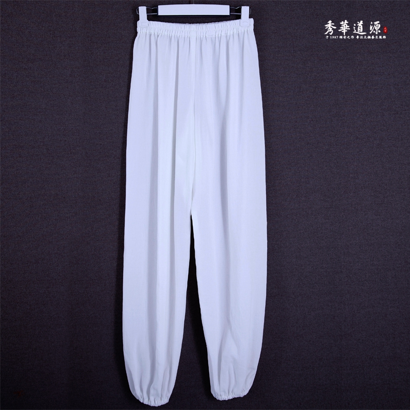 Xiuhua Daoyuan Tai Chi Pants Women's Linen Martial Arts Pants Men's Tai Chi Sports Pants Bloom Pants Practice Pants Tai Chi Clothes Thin