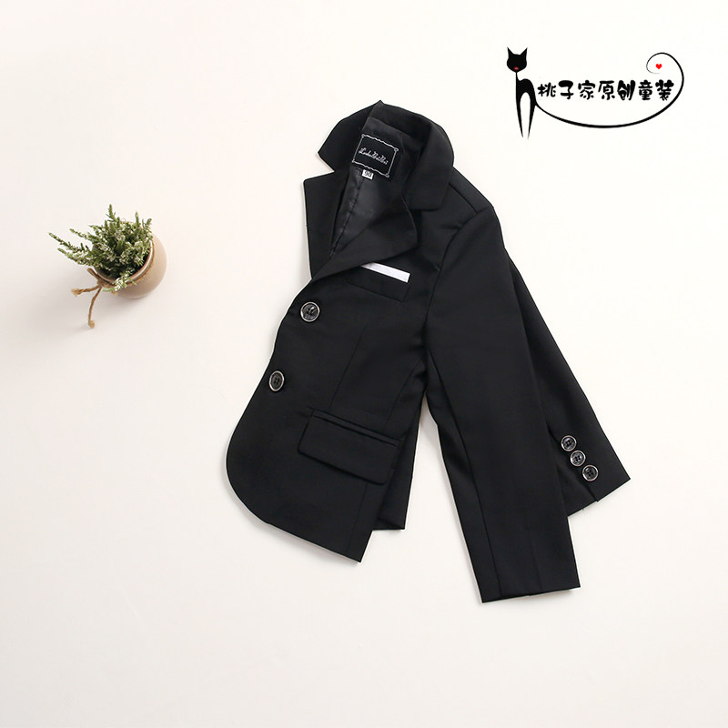 Boy's black suit coat children's dress boy English little suit piano show children's black suit