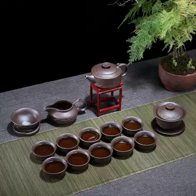 Raw ore Purple sand tea set set Whole set of old Purple Clay Kung Fu tea cup Teapot special offer