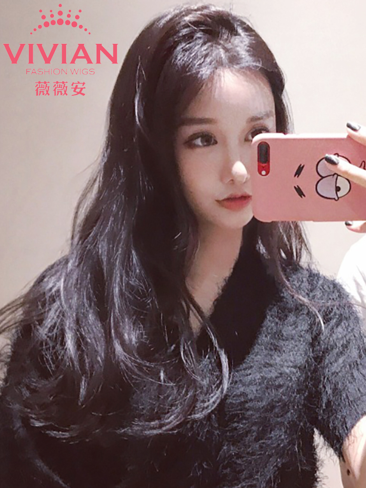 Vivian wig female U shaped half headgear with long curly hair wavy pear flower head natural realistic fluffy hair cover VU13
