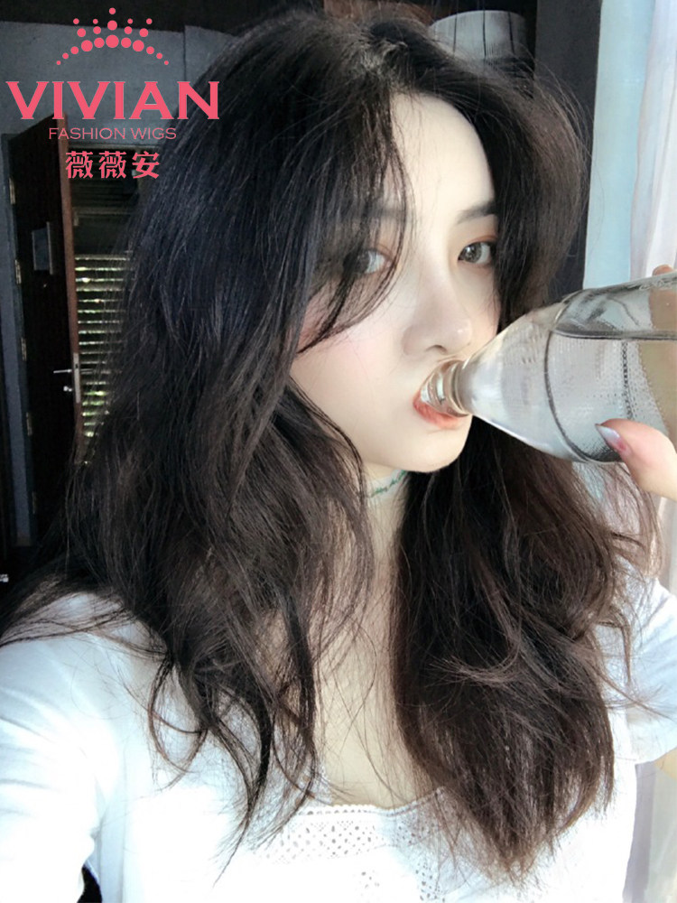 Vivian wig female long curly hair U-shaped half head cover buckle realistic incognito straight long hair net red clavicle hair VU07