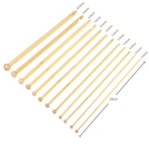 New products DIY knitted items Bamboo Wood Crochet Hook Needle Woolen Clothing Needle 12 Only Afghanistan with bead crochet needle 25cm