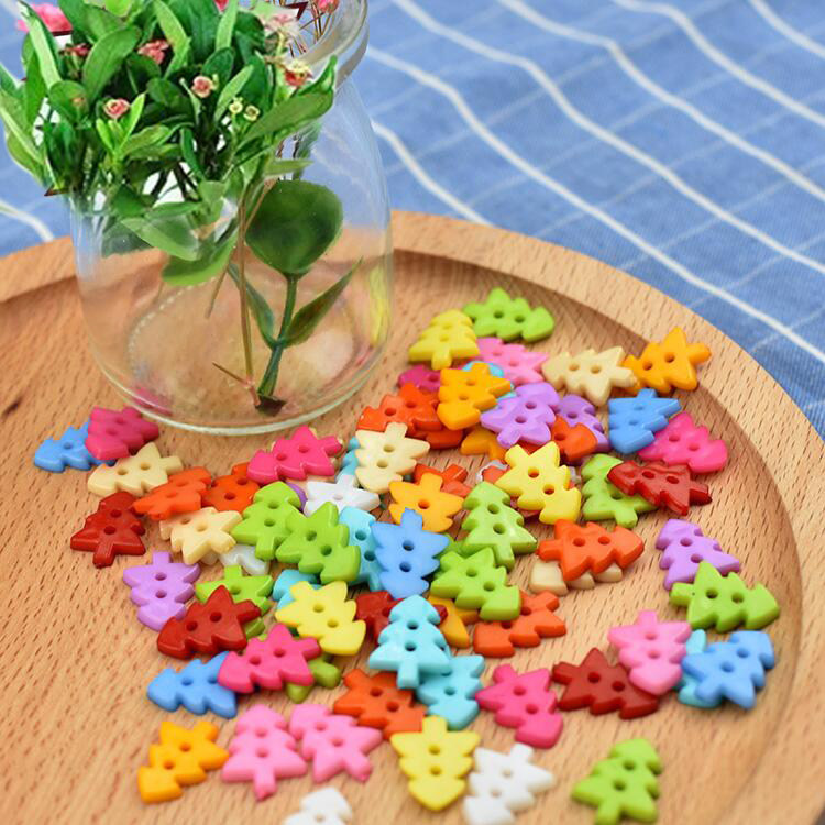 DIY handmade materials cute candy color cartoon button color sweater button double hole baby shirt button