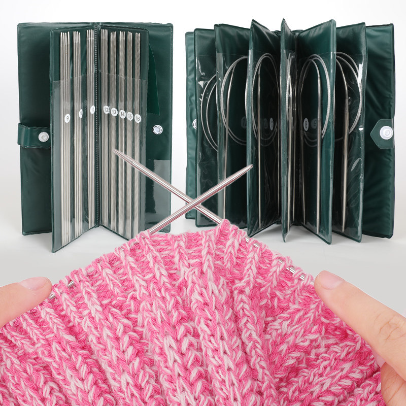 Woven sweater needle stick hand choreography tool full suit stainless steel ring needle hand woven long needle straight needle sending crochet needle