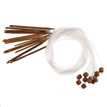 DIY handwoven ring needle woolen sweater needle 3 0-10 0mm with beads bamboo wood crochet needle 120cm long hose