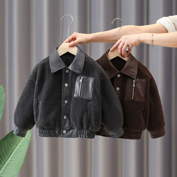 Boys' lamb fleece jacket winter style 2022 new children's thick wool sweater autumn and winter clothes baby jacket tide foreign style