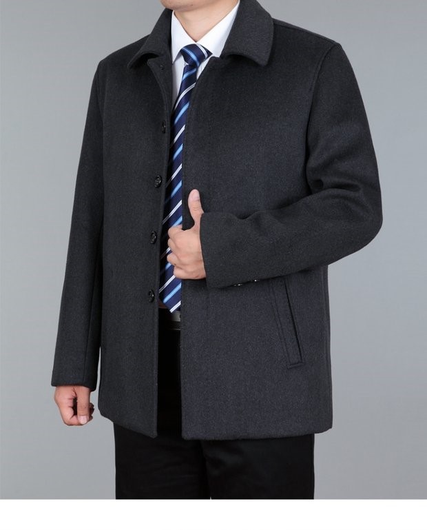Mùa thu và mùa đông trung niên áo len lông cừu nam trung niên kinh doanh bình thường ngắn phần dày cashmere áo cha áo khoác vest nam