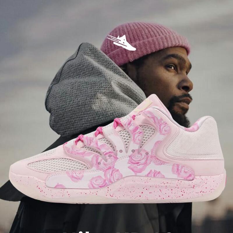 Kd18 Aunt Pearl Durant 18Th Generation Breathable Pink Rose Floral Men's and Women's Practical Air-Cushion Basketball Shoes Kd18 Aunt Pearl Durant 18Th Generation Breathable Pink Rose Floral Men's and Women's Practical Air-Cushion Basketball Shoes