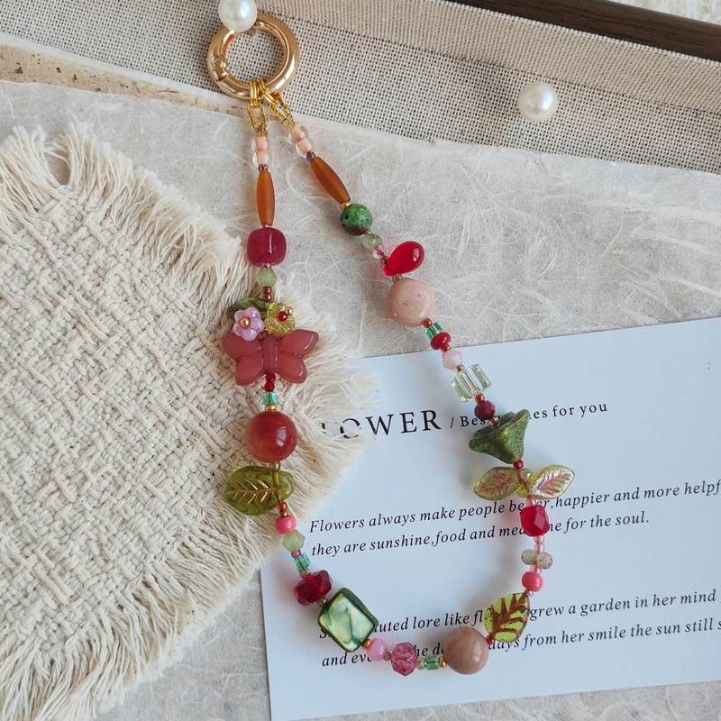 Small Garden Series |   Original Exquisite Crystal Natural Stone Beads Ultra-Fine Rice Beads Mobile Phone Chain Keychain Bag Pendant