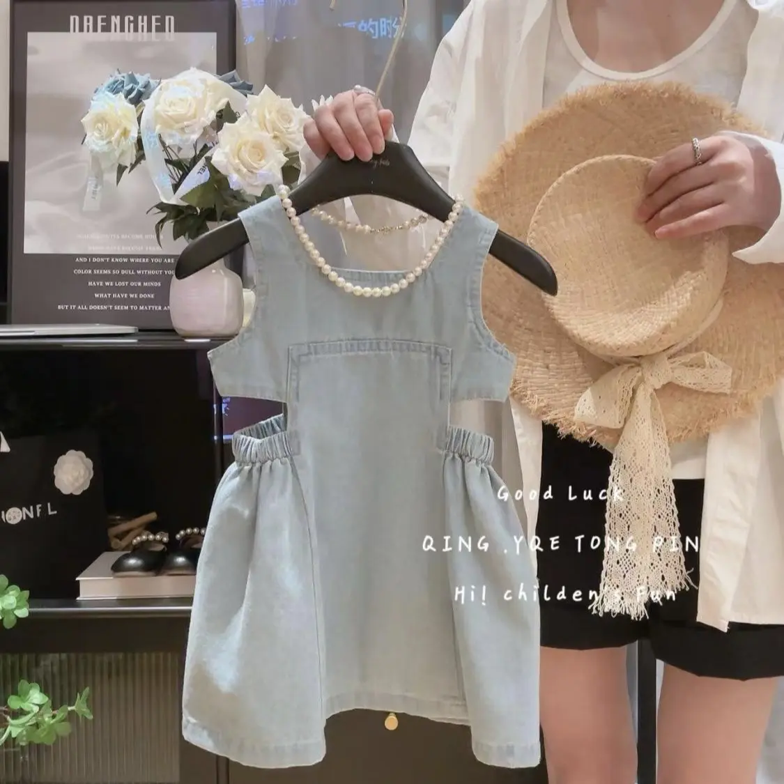 Детская джинсовая юбка 2026夏季洋装抱婴袋夏季童装新款女童宝宝裙洋派韩版牛仔裙55259
