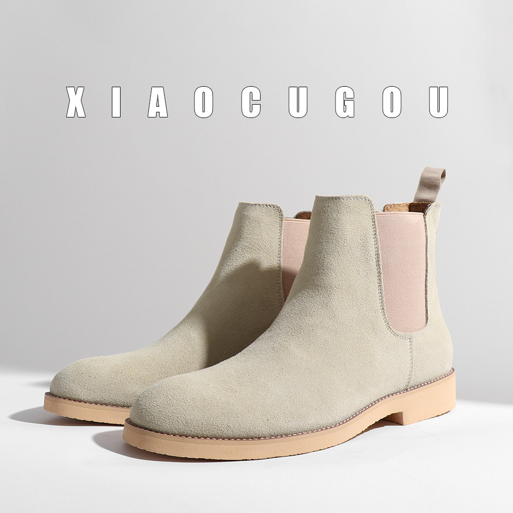 COMMON Chelsea Boots Men Leather Autumn Winter Boots Point Martin Boots Men Frosted Sand Boots