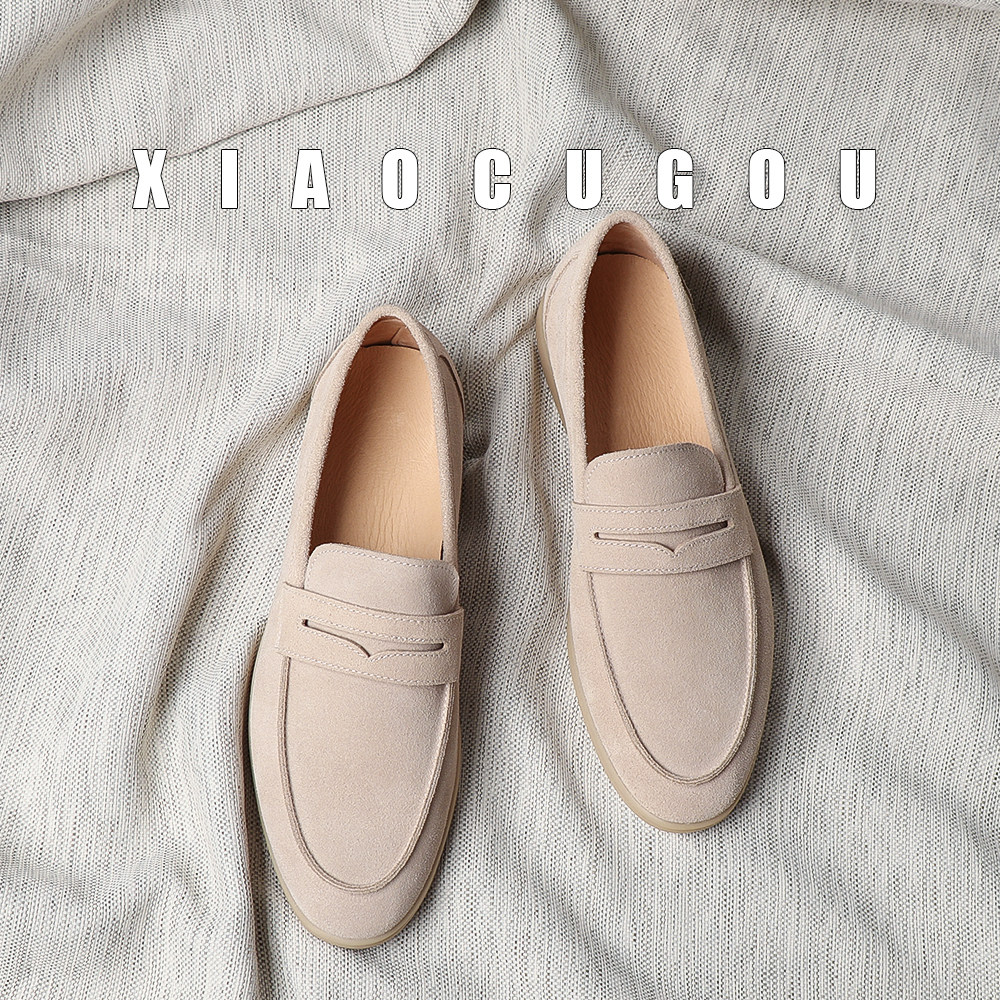 Light ripened wind suede shoes frosted anti-suede leather handreal leather casual shoes One foot pedal sloppy shoe shoes male 