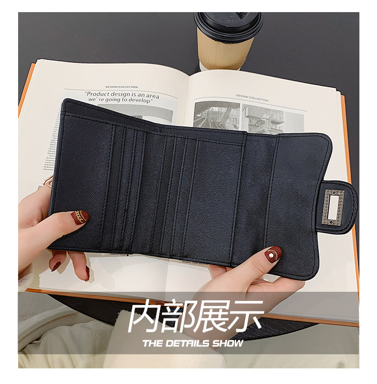 бумажник 钱包女2024新款时尚百搭韩版菱格短款手拿包三折多卡位可爱钱夹潮 29534