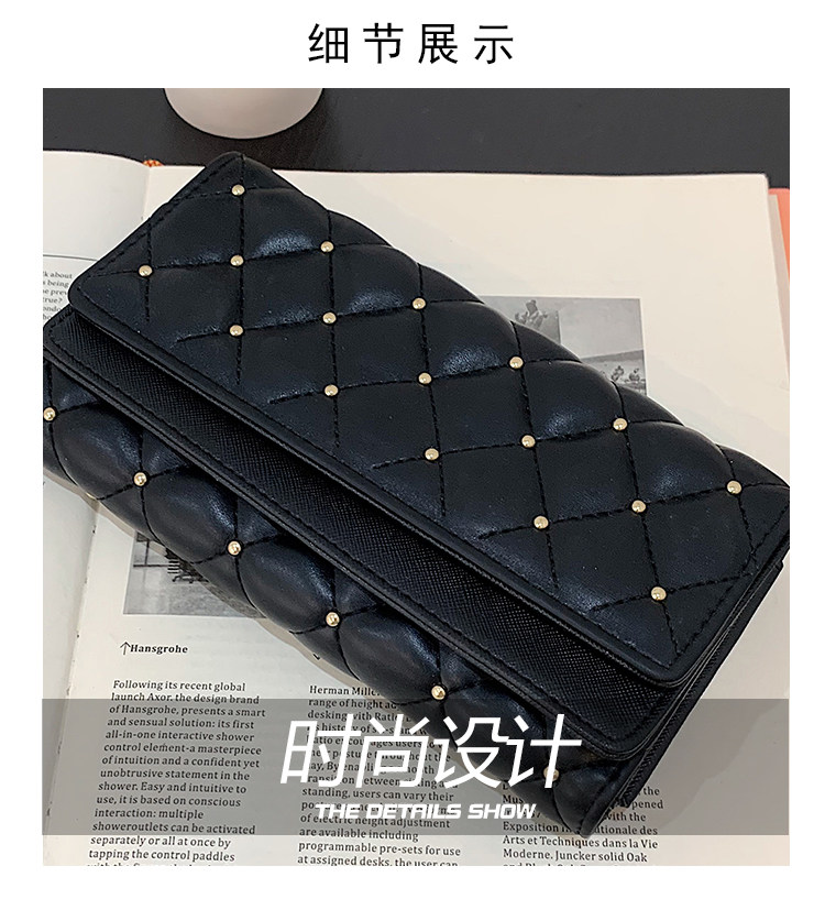 бумажник 2025新款女士钱包女长版手拿包覆古铆钉折叠多卡位大容量手机钱夹