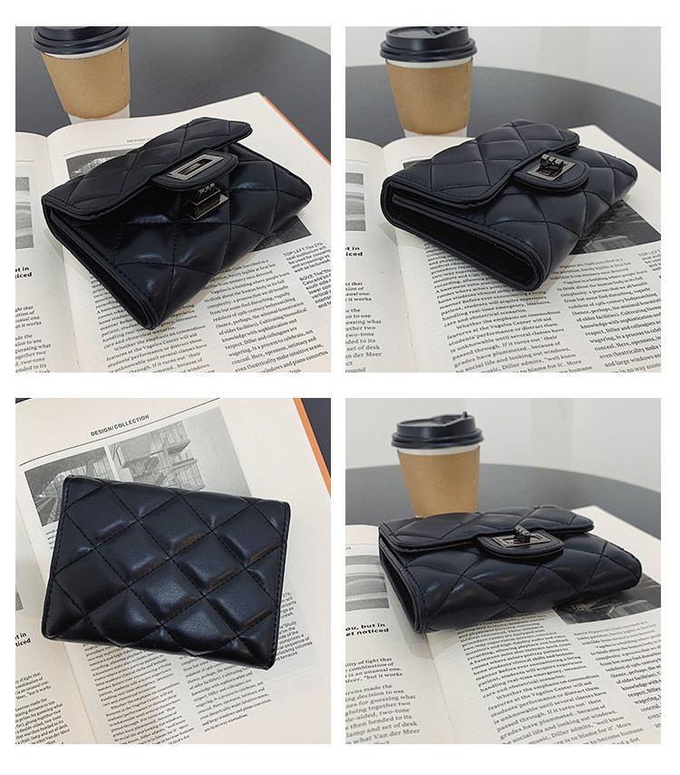 бумажник 钱包女2024新款时尚百搭韩版菱格短款手拿包三折多卡位可爱钱夹潮 29534