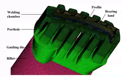 Professional generation of aluminum extrusion material extrusion simulation die design HyperXtrude HyperMesh Qform